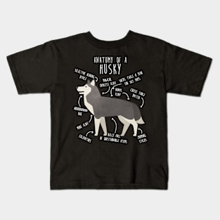 Grey Siberian Husky Dog Anatomy Kids T-Shirt